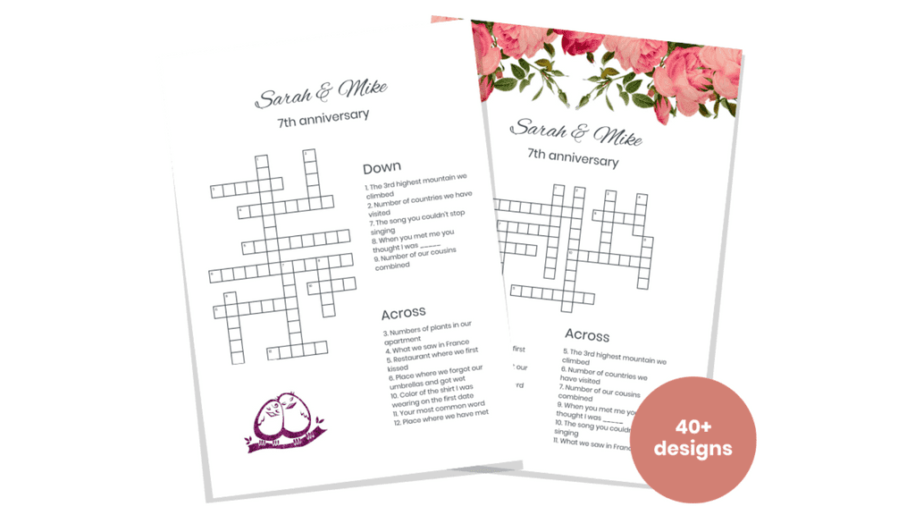 60+ Clues and Questions Ideas for an Anniversary Crossword Puzzle