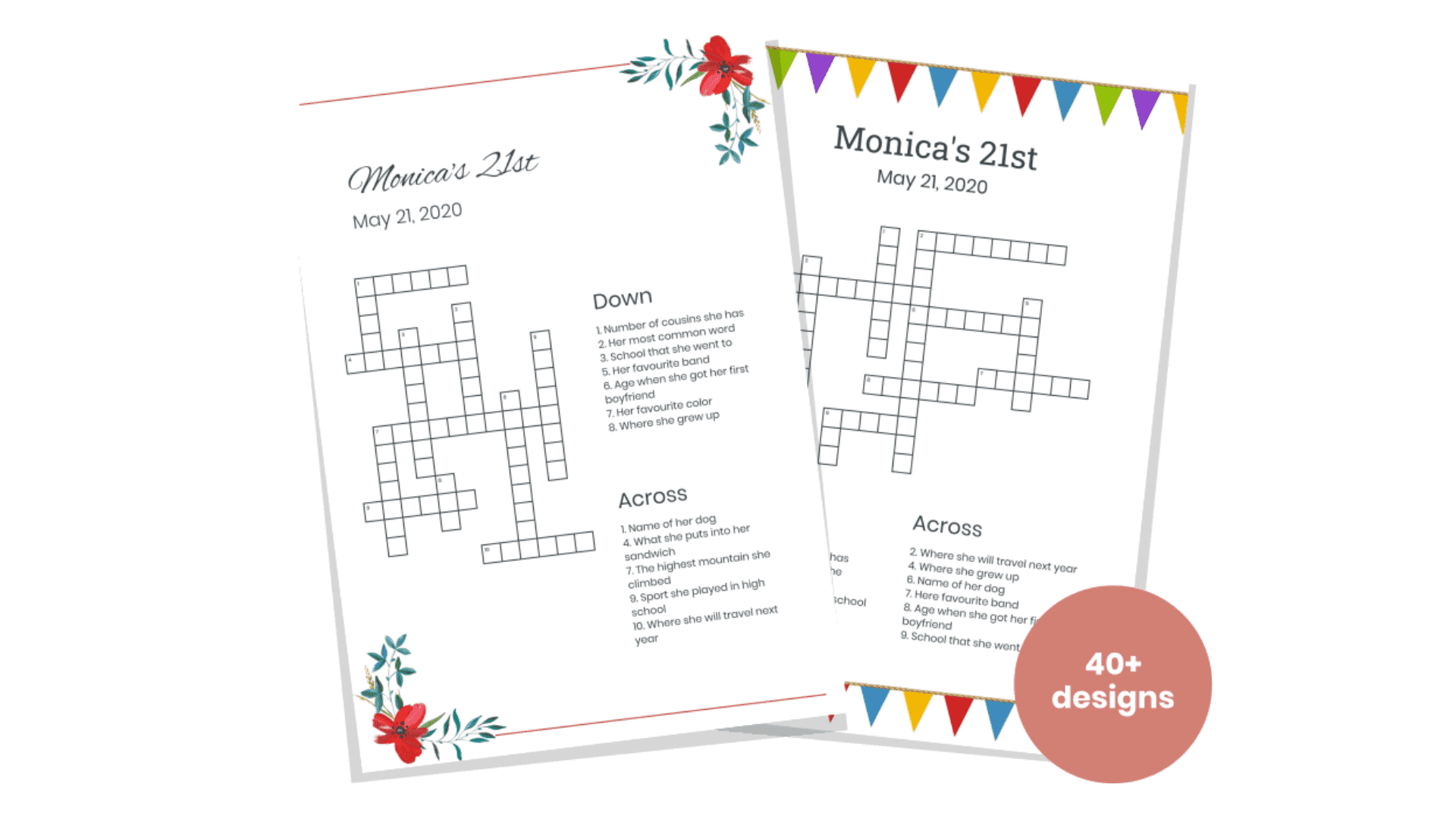 Birthday crossword puzzle example